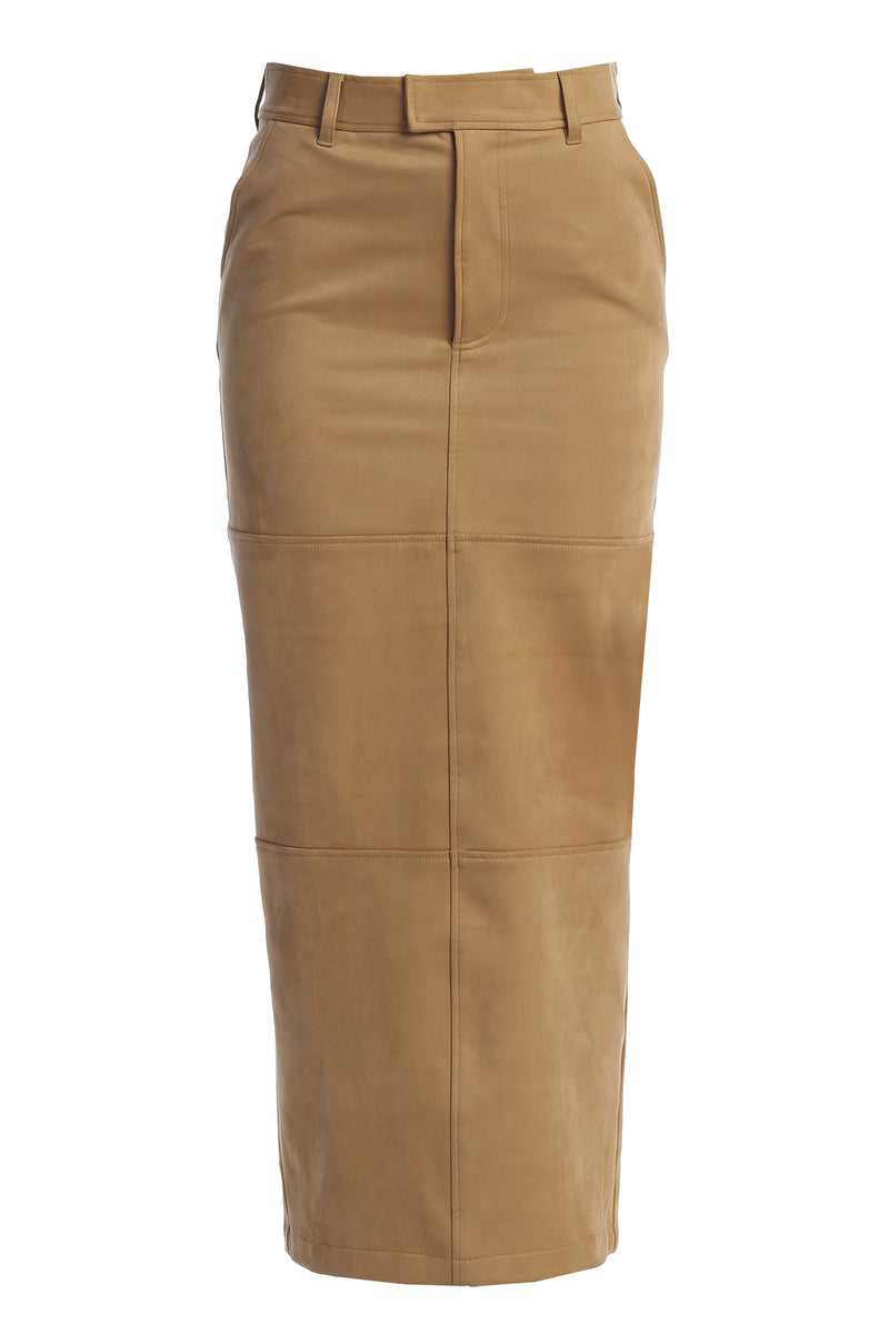 Beige Joy Suede Maxi Skirt