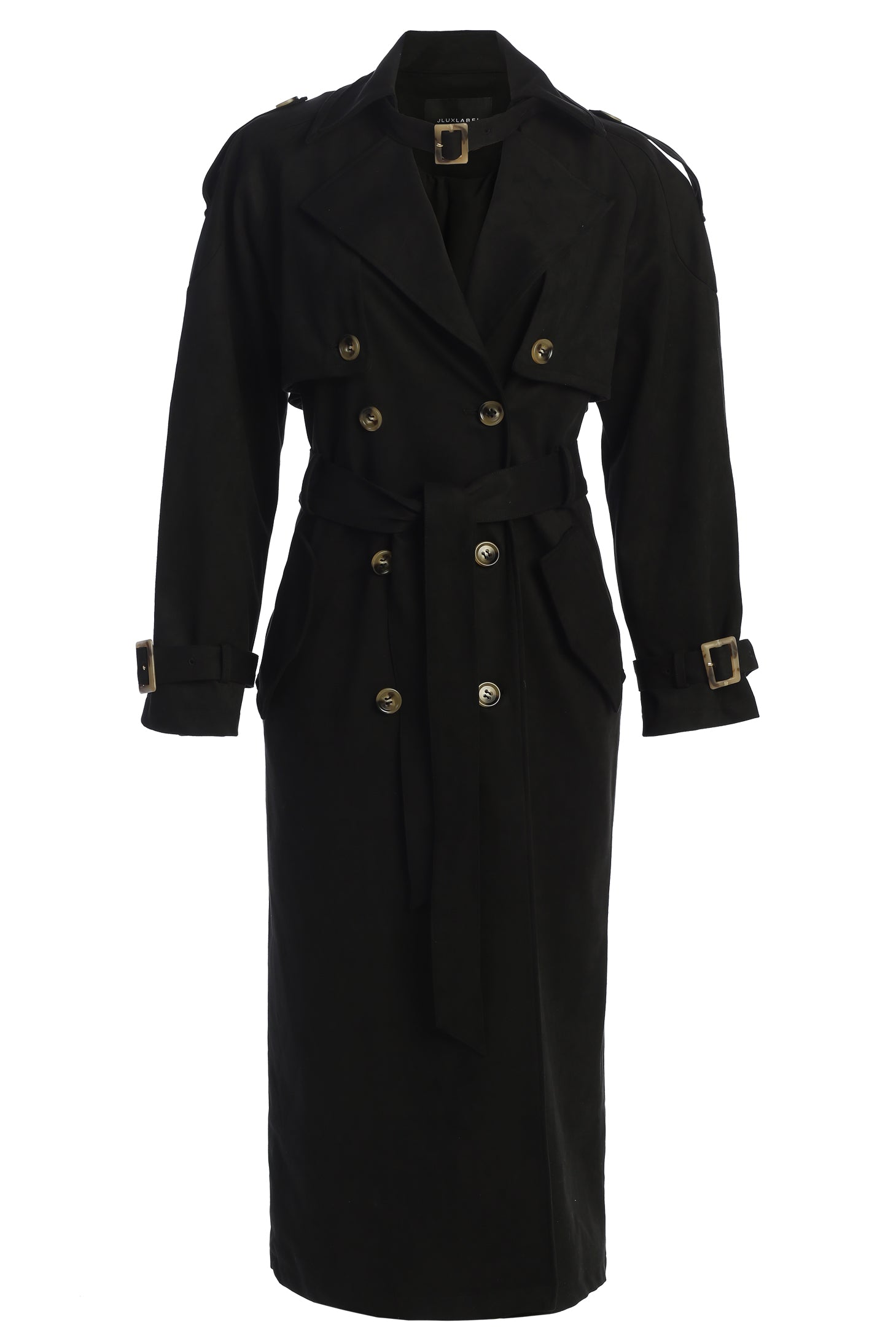 Black Elite Suede Coat - JLUXLABEL