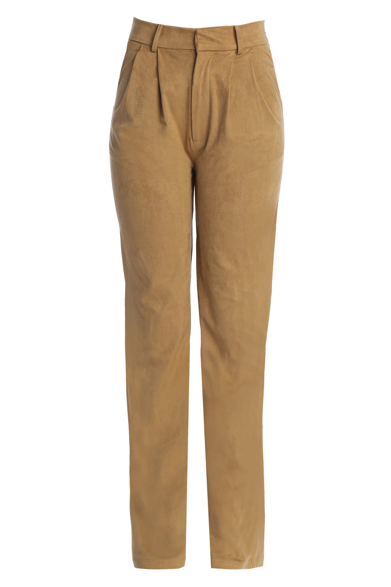 Beige Classic High Rise Trousers