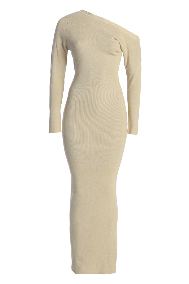 Ivory Night Shimmers Asymmetrical Midi Dress - JLUXLABEL