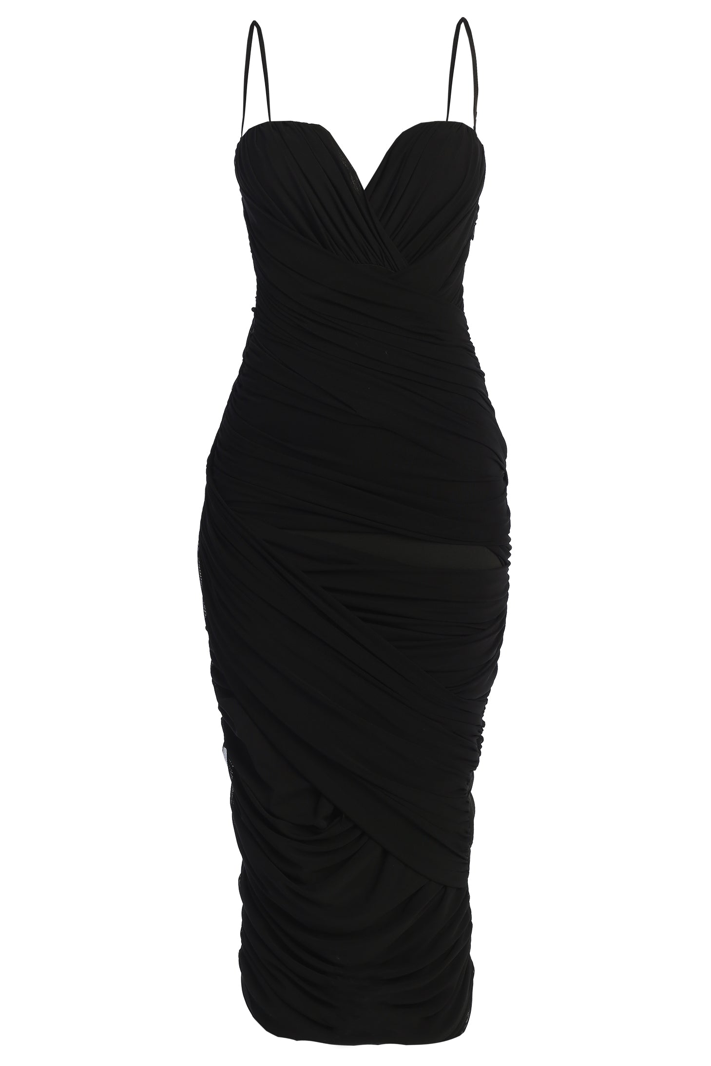 Black Arcadia Mesh Midi Dress | JLUXLABEL