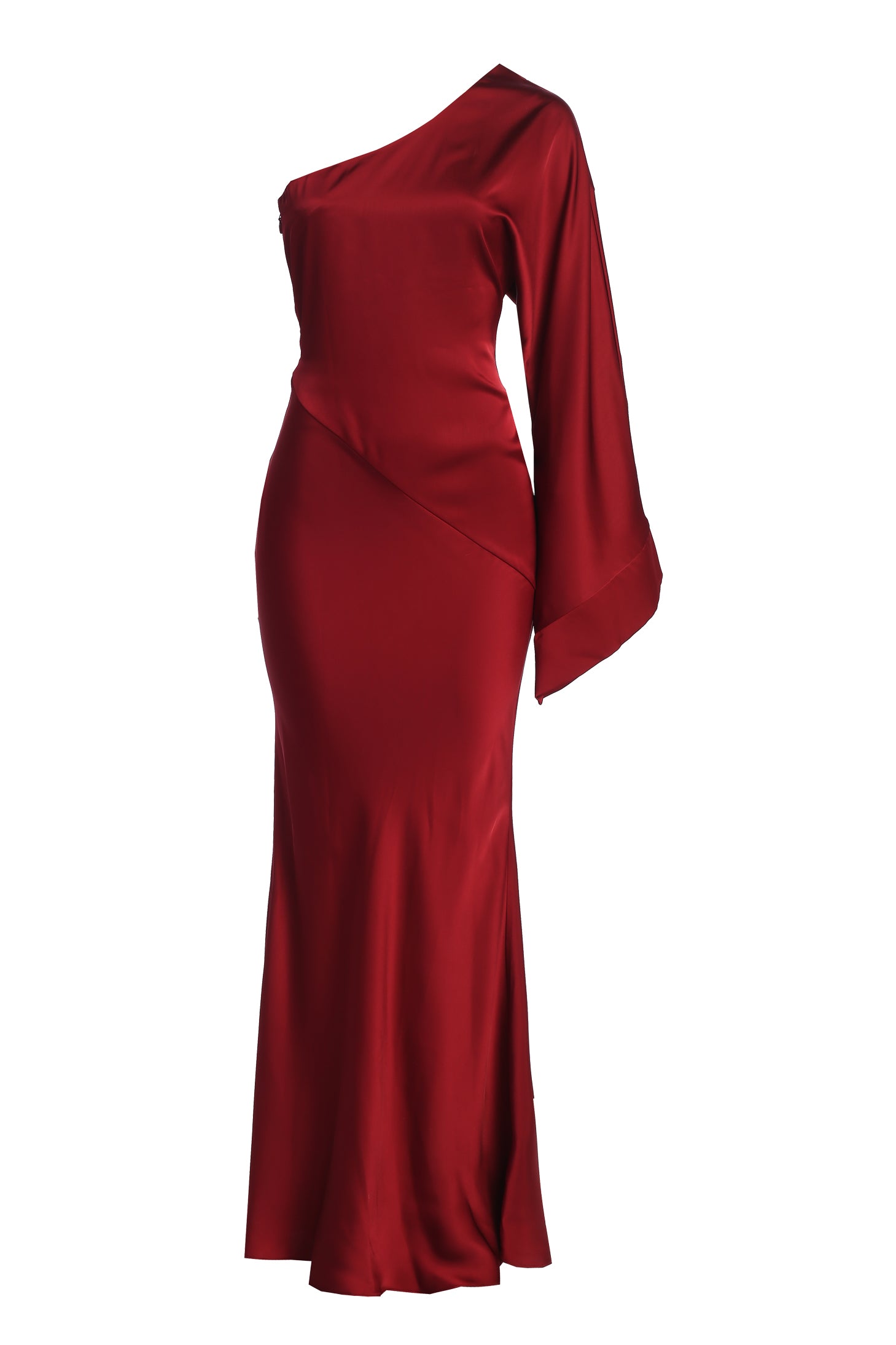 Red Femme Drape Maxi Dress - JLUXLABEL