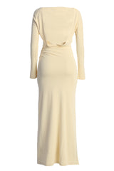 Cream Kathleen Slit Maxi Dress - JLUXLABEL