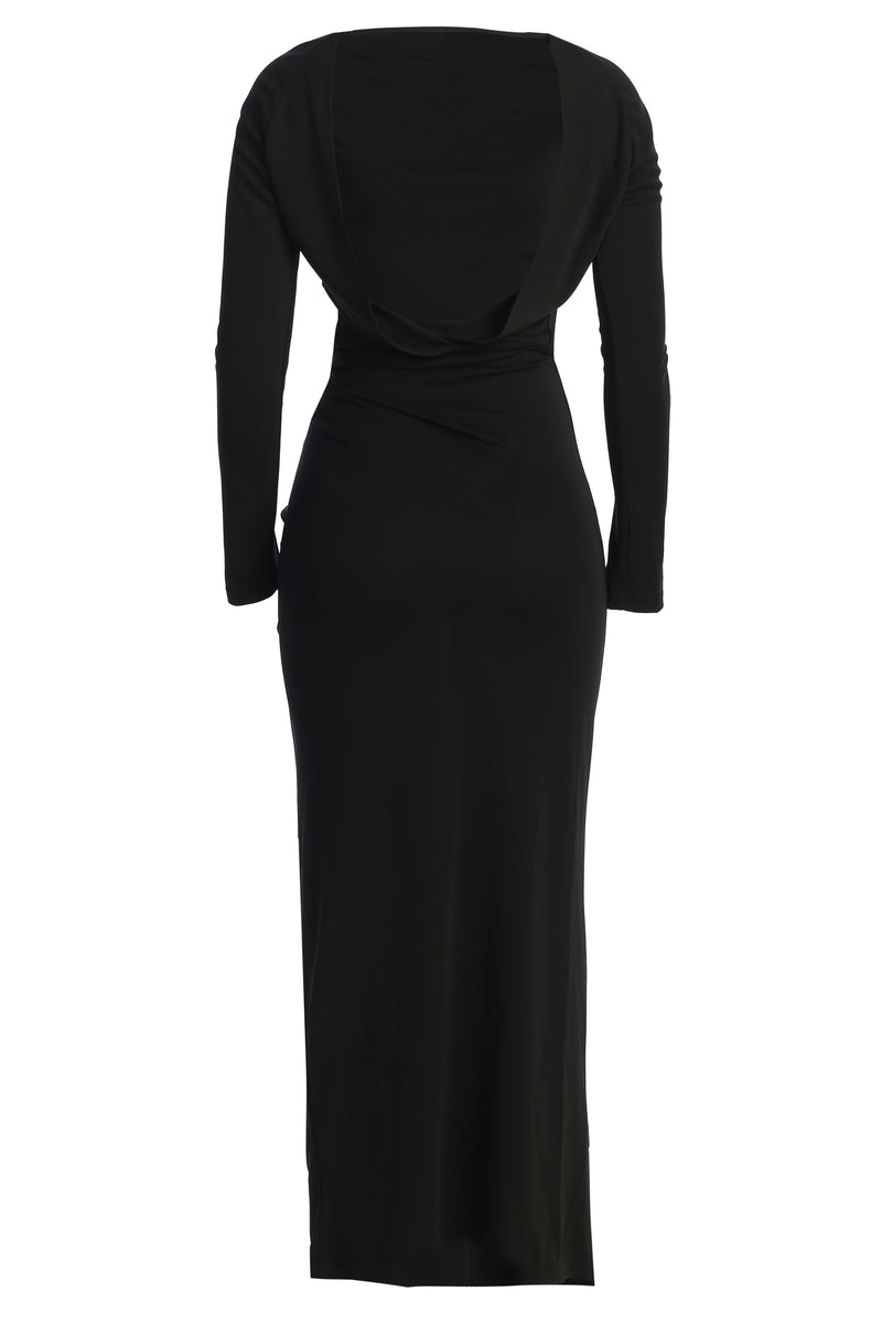 Black Kathleen Slit Maxi Dress - JLUXLABEL