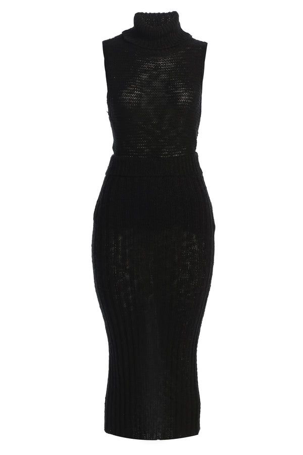 Black Leida Knit Skirt Set - JLUXLABEL