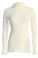 White One Call Away Ribbed Turtleneck Top - JLUXLABEL