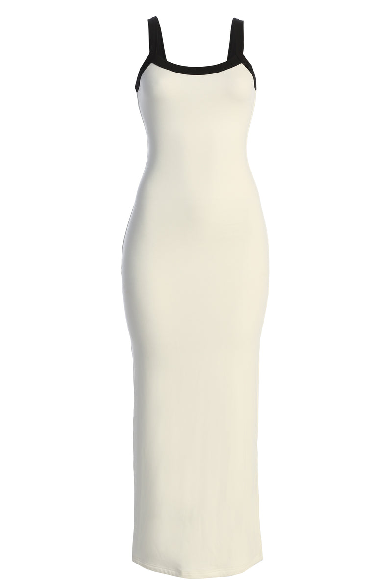 White Francesca Contrast Maxi Dress