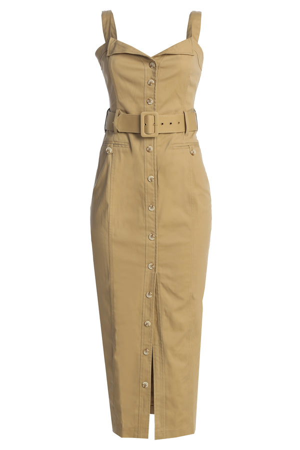 Khaki Forever Summer Belted Dress