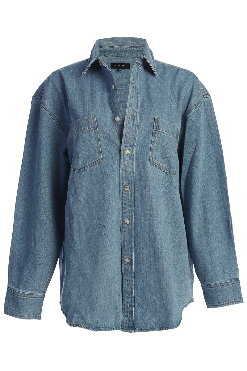 Medium Wash Denim Brandi Oversized Button Up