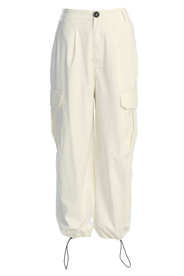 White Fast Track Drawstring Joggers - JLUXLABEL