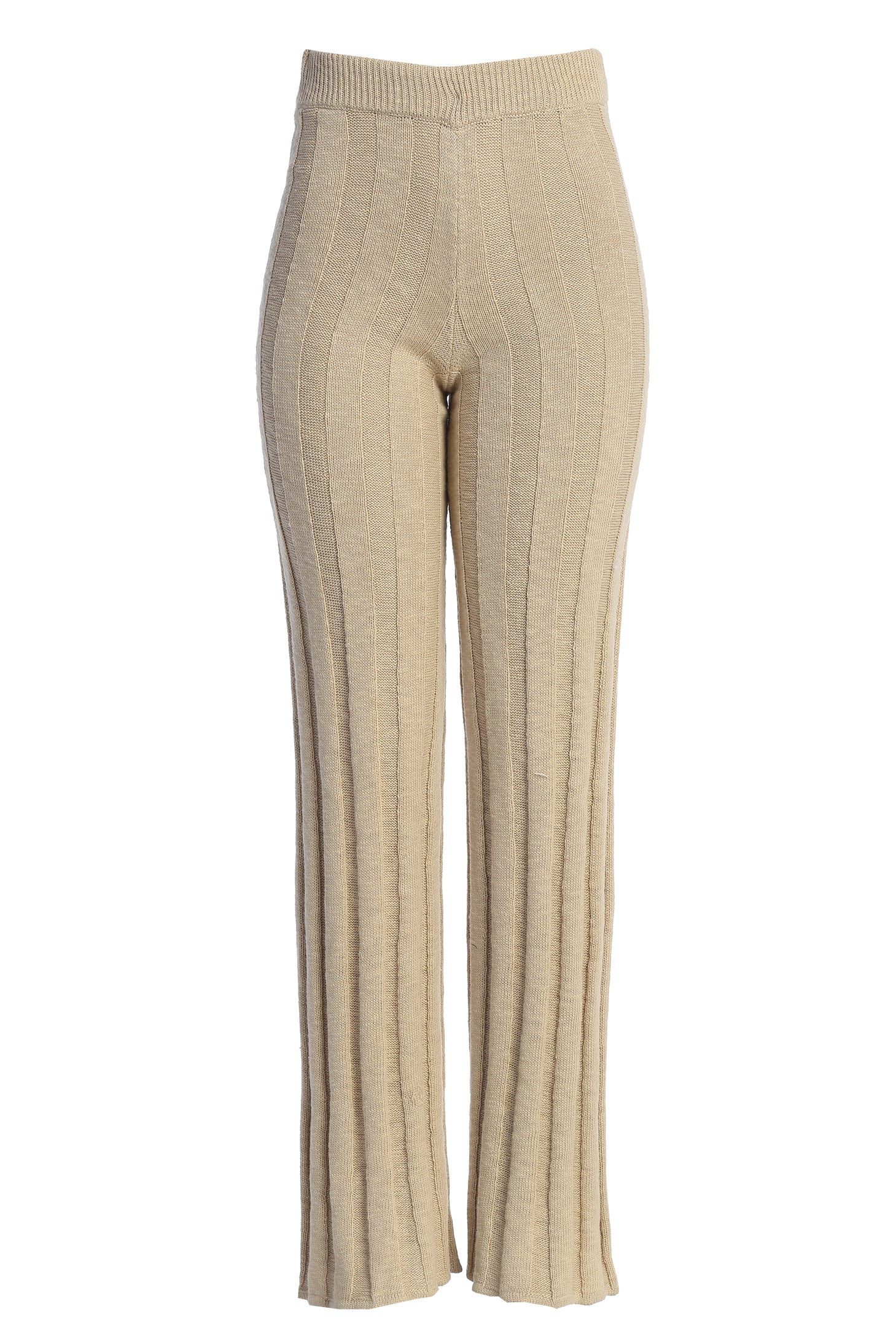 Beige Take A Chance Ribbed Pant Set | JLUXLABEL