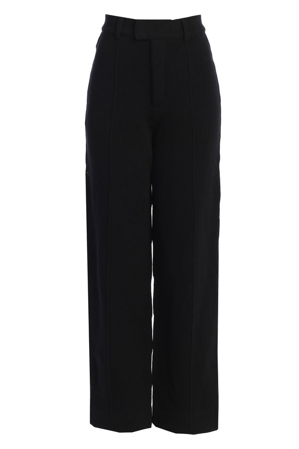 Black Back In Business Knit Trousers - JLUXLABEL