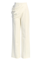 White High Statement Drape Trousers - JLUXLABEL