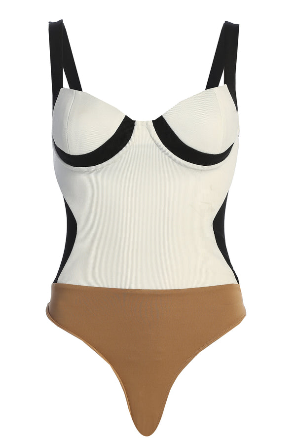 Bodycon colorblock rétro noir/blanc