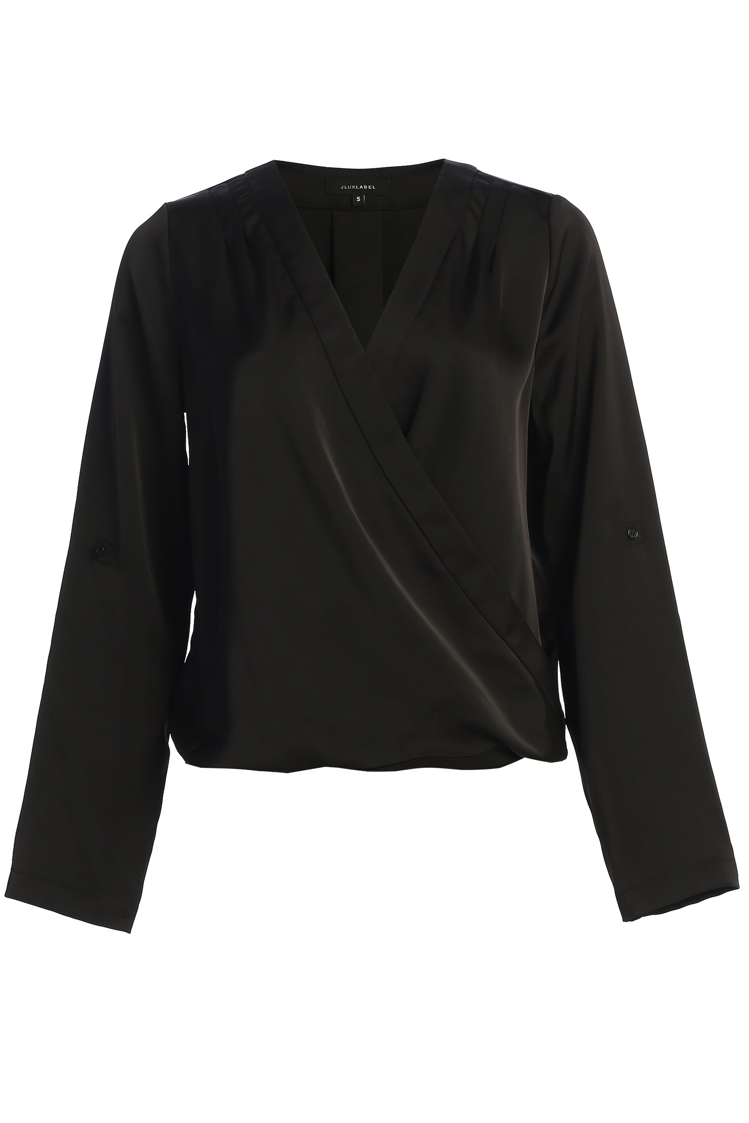 Black Satin Draped Top