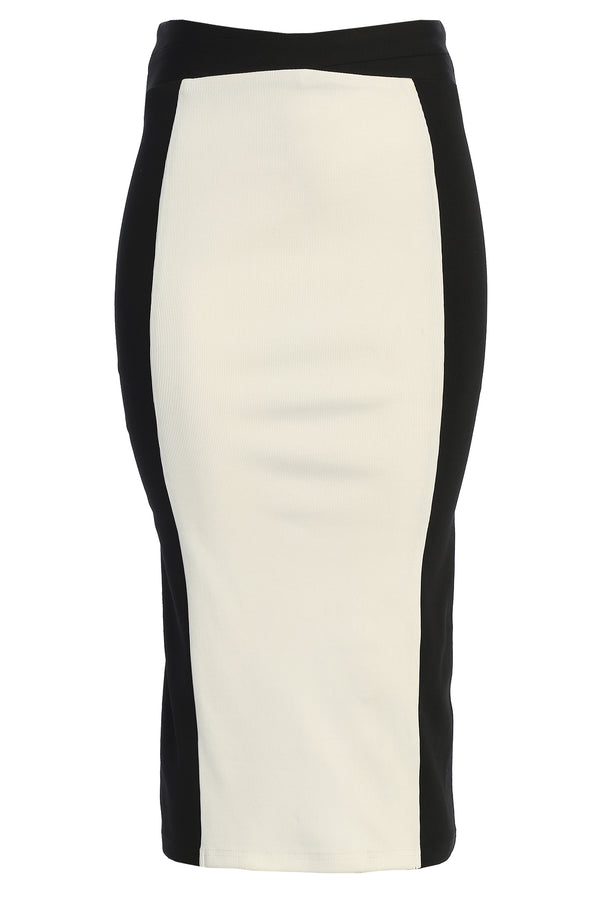 Black/White Celebration Colorblock Midi Skirt