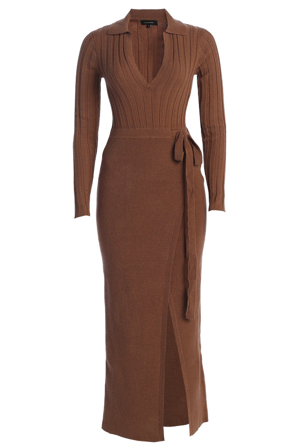 Robe Maxi Tricot Chocolat Emma