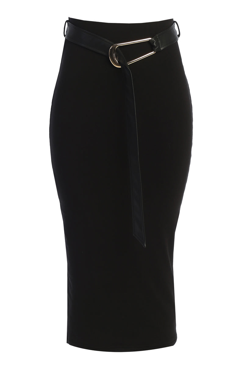 Black Belted Hourglass Skirt