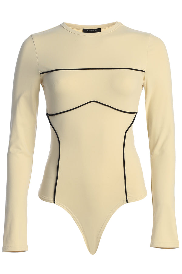 Cream/Black Pilar Piped Bodysuit