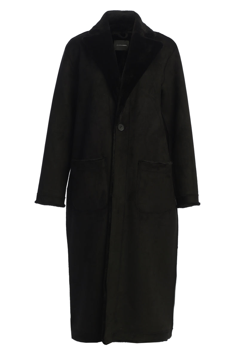 Black Thelma Reversible Suede Coat