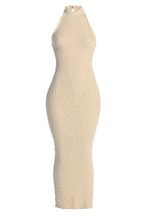 Cream Mikayla Halter Knit Dress - JLUXLABEL