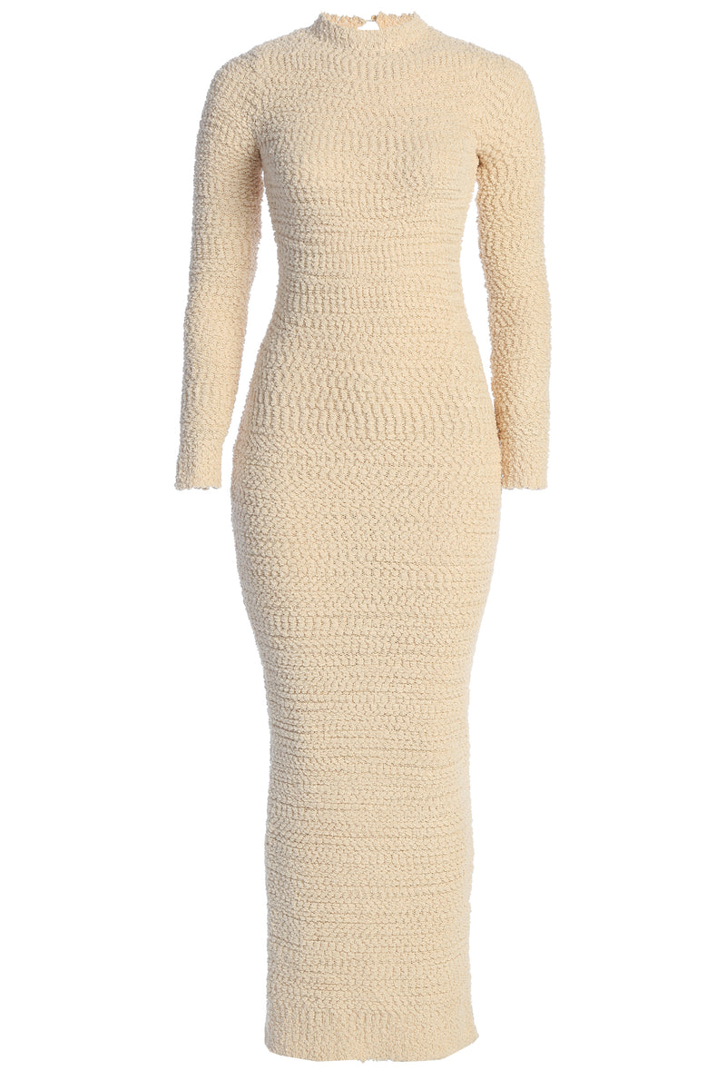 Cream Autumn Knit Maxi Dress - JLUXLABEL