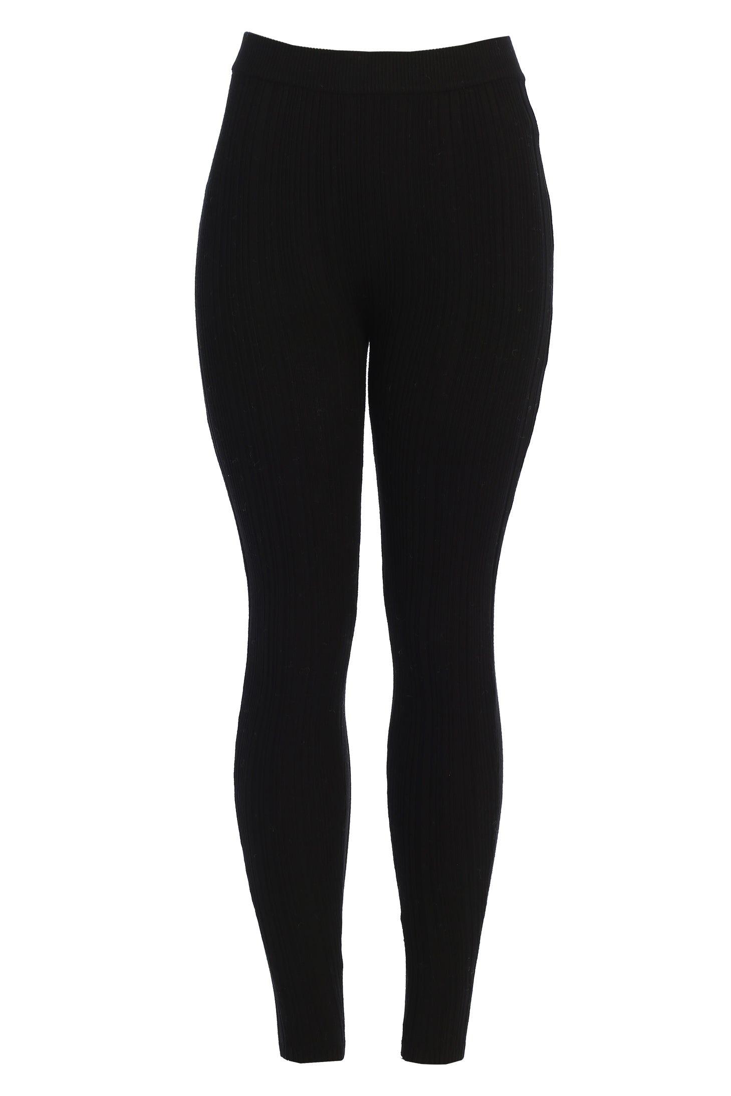 Black Ribbed High Waist Leggings - JLUXLABEL