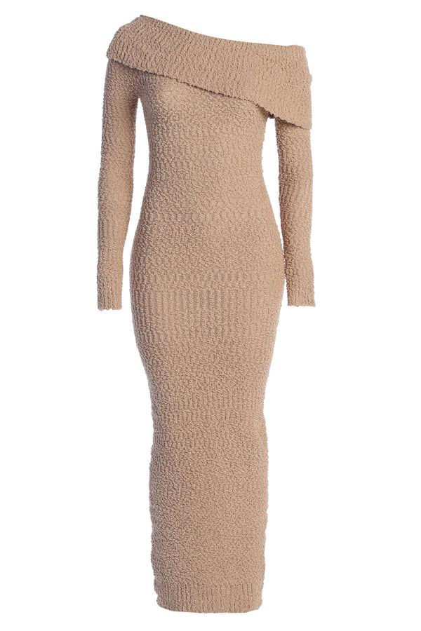 Beige Olivea Knit Maxi Dress - JLUXLABEL