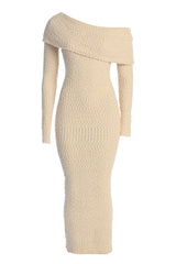 Cream Olivea Knit Maxi Dress - JLUXLABEL