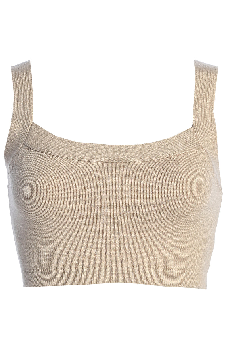 Beige Darlah Knit Crop Top