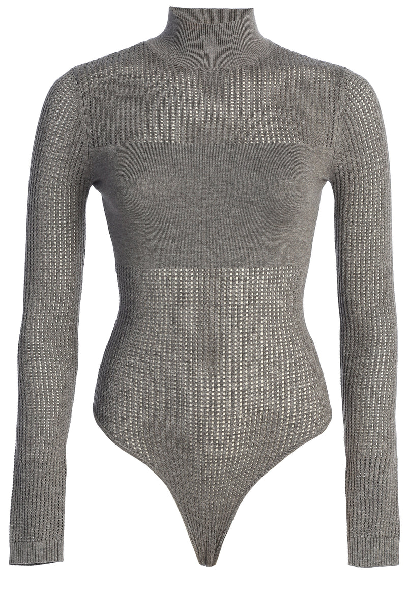 Grey Klaudette Knit Bodysuit