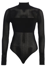 Black Klaudette Knit Bodysuit - JLUXLABEL