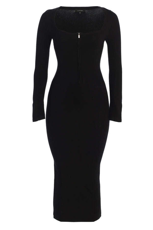 Black Pollie Midi Dress - JLUXLABEL