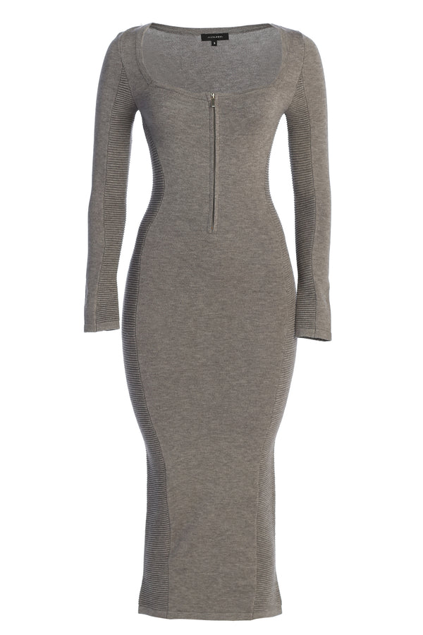 Grey Pollie Midi Dress - JLUXLABEL