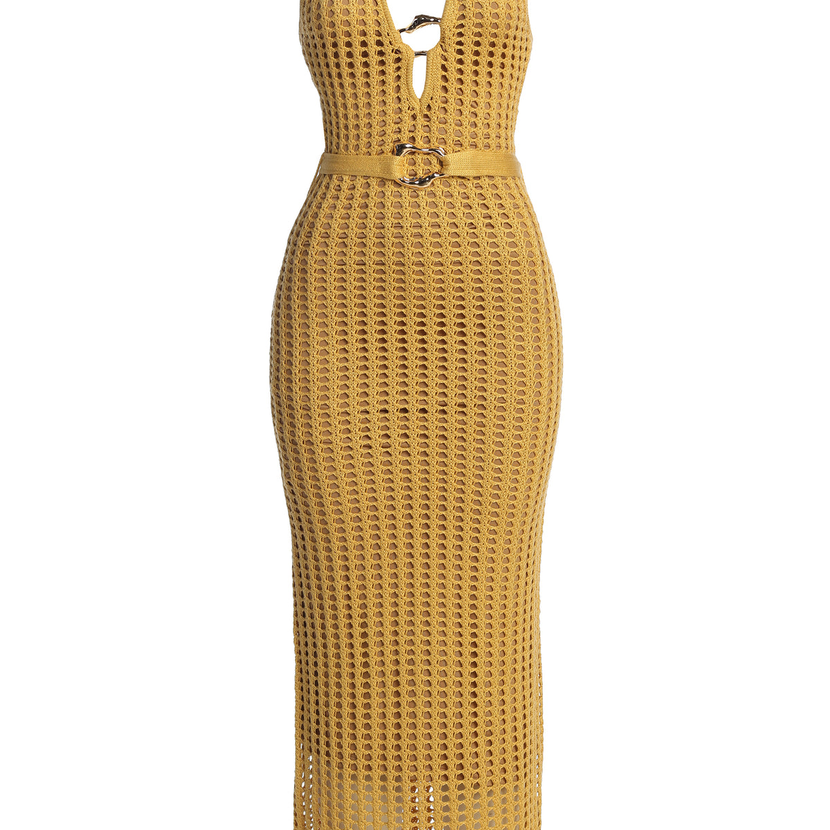 Yellow Oceanic Dream Crochet Maxi Dress