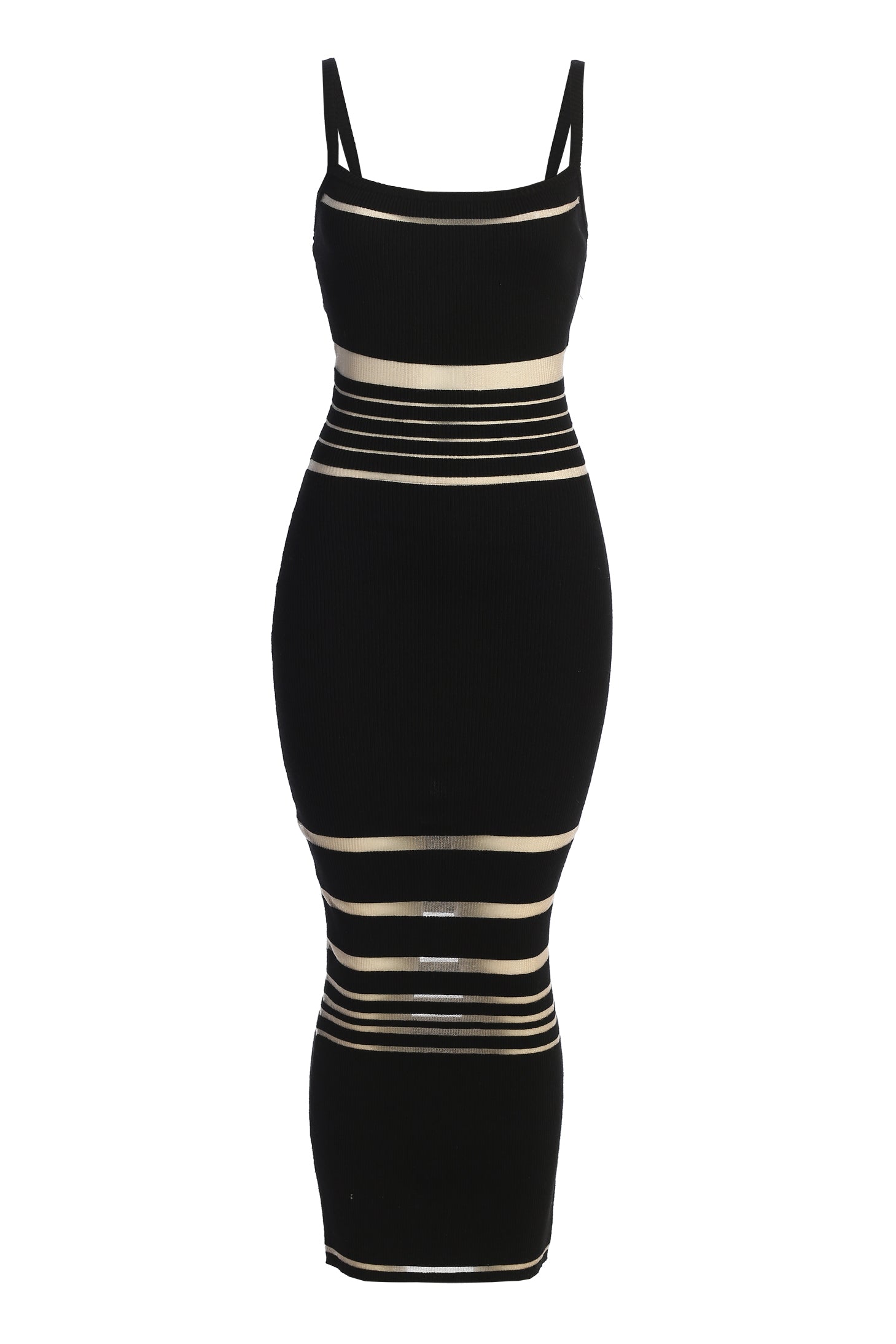 Black Striped Rib Knit Dress