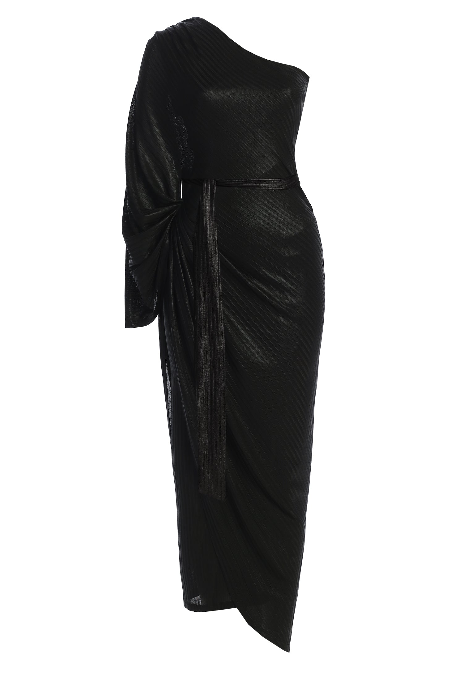 Black Amina Metallic Maxi Dress - JLUXLABEL