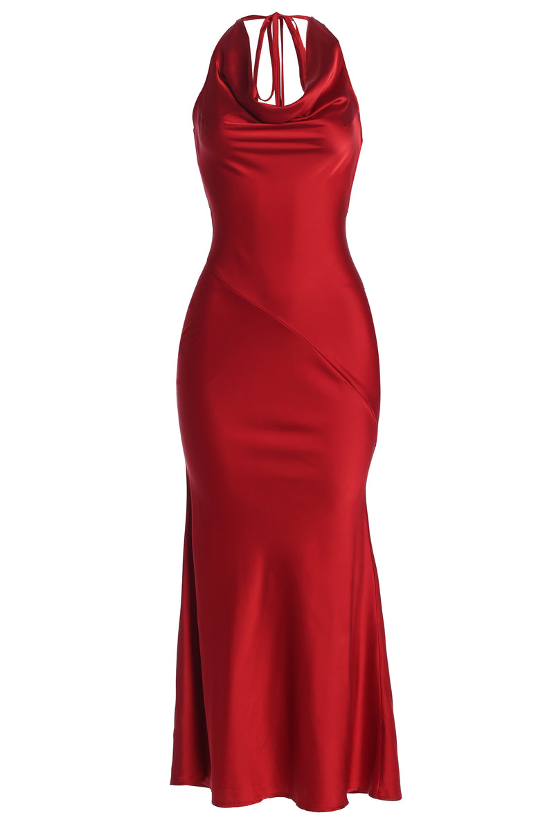 Red Good As Ever Cowl Neck Dress - JLUXLABEL