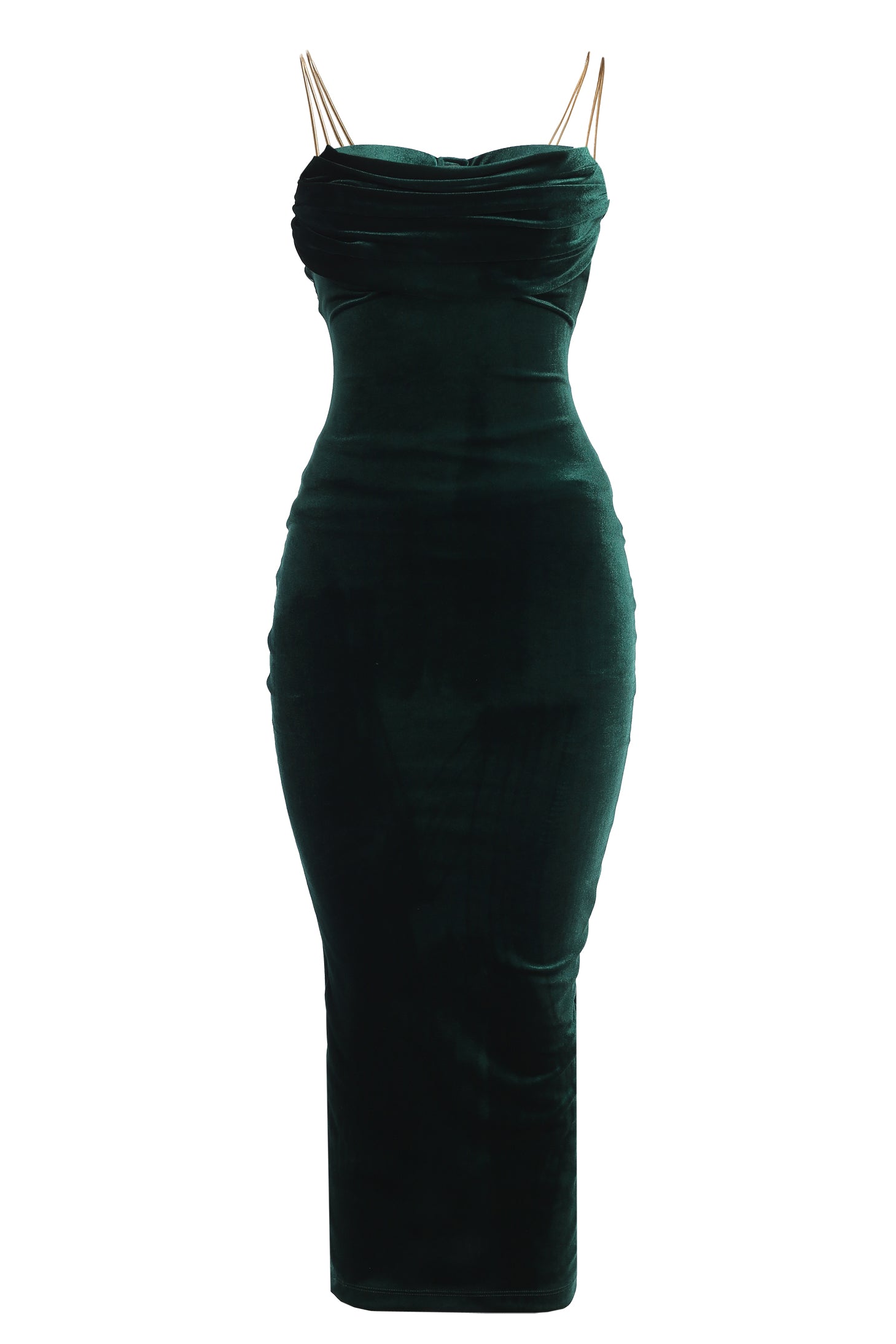 Green JOSANNA VELVET MIDI DRESS - JLUXLABEL