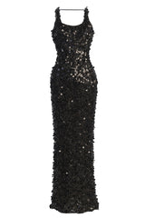 Black Sparkling Moments Sequin Maxi Dress - JLUXLABEL