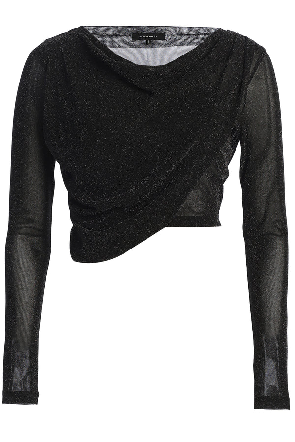 Black Aubrianna Gathered Top - JLUXLABEL