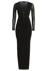 Black Kimberley Zip Front Maxi Dress - JLUXLABEL