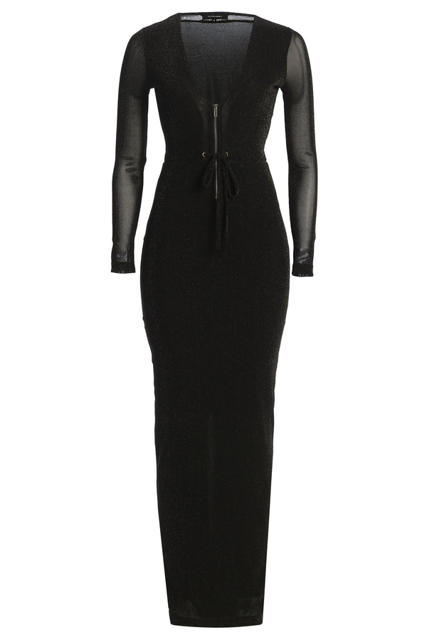 Black Kimberley Zip Front Maxi Dress - JLUXLABEL