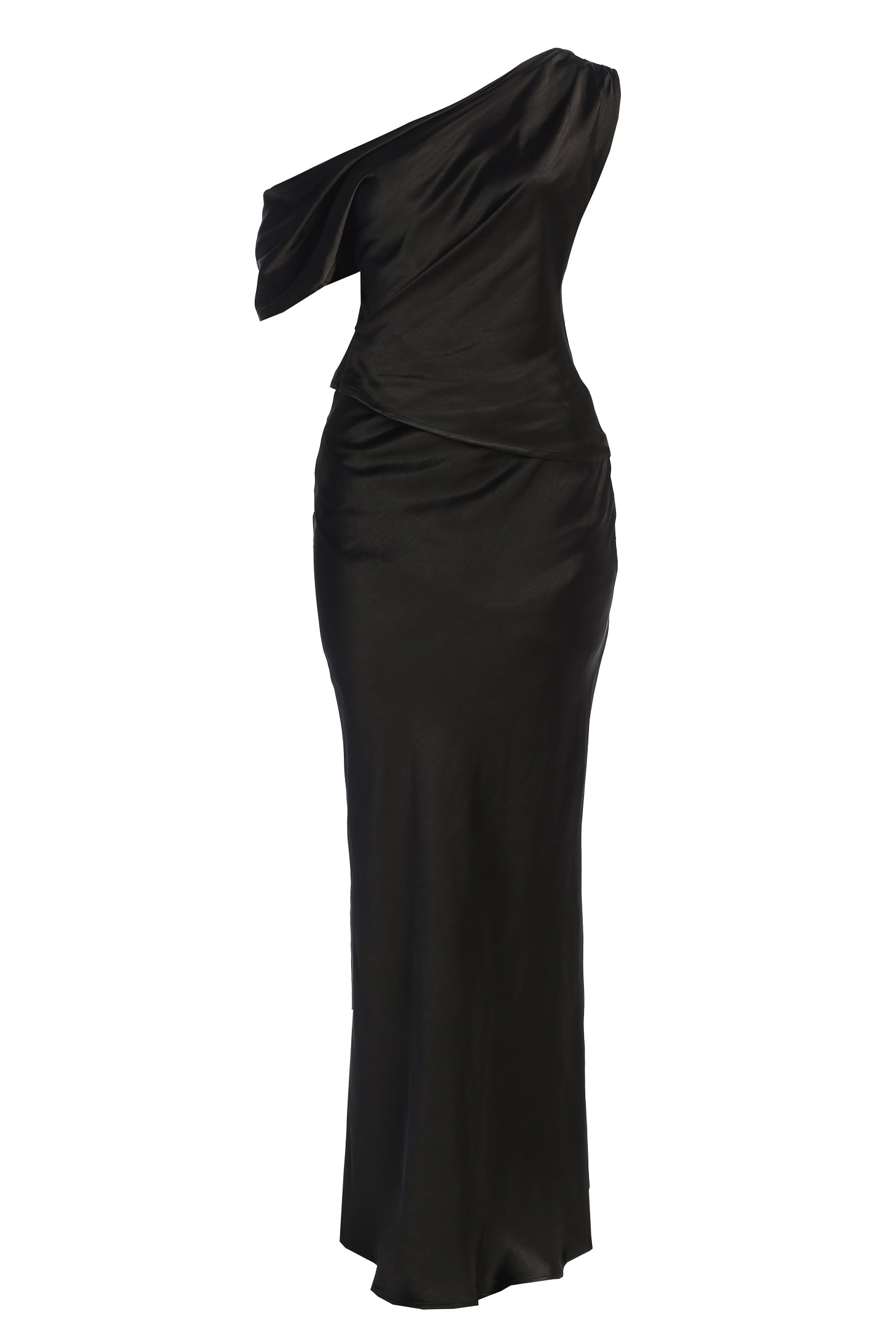 Black Elva Satin Maxi Skirt - JLUXLABEL