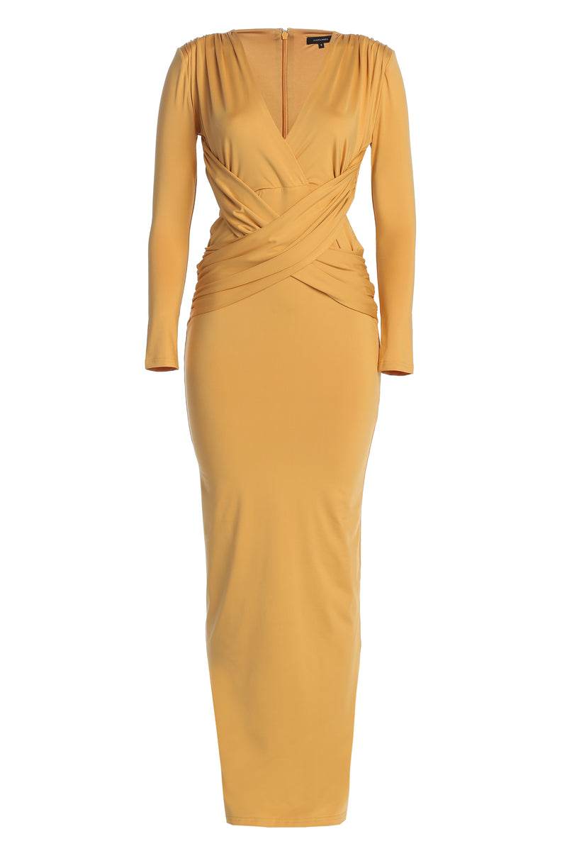 Yellow Rowan Plunge Maxi Dress - JLUXLABEL