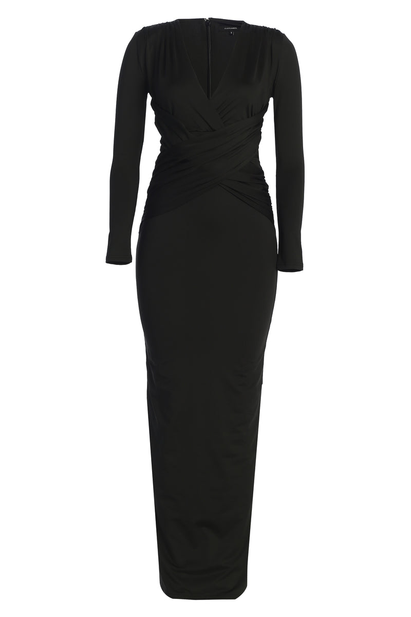 Black Rowan Plunge Maxi Dress - JLUXLABEL