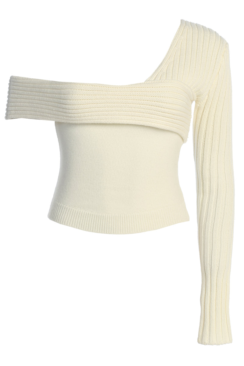 White Hadi Sweater Knit Top - JLUXLABEL