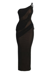 Black Alari One Shoulder Maxi Dress - JLUXLABEL