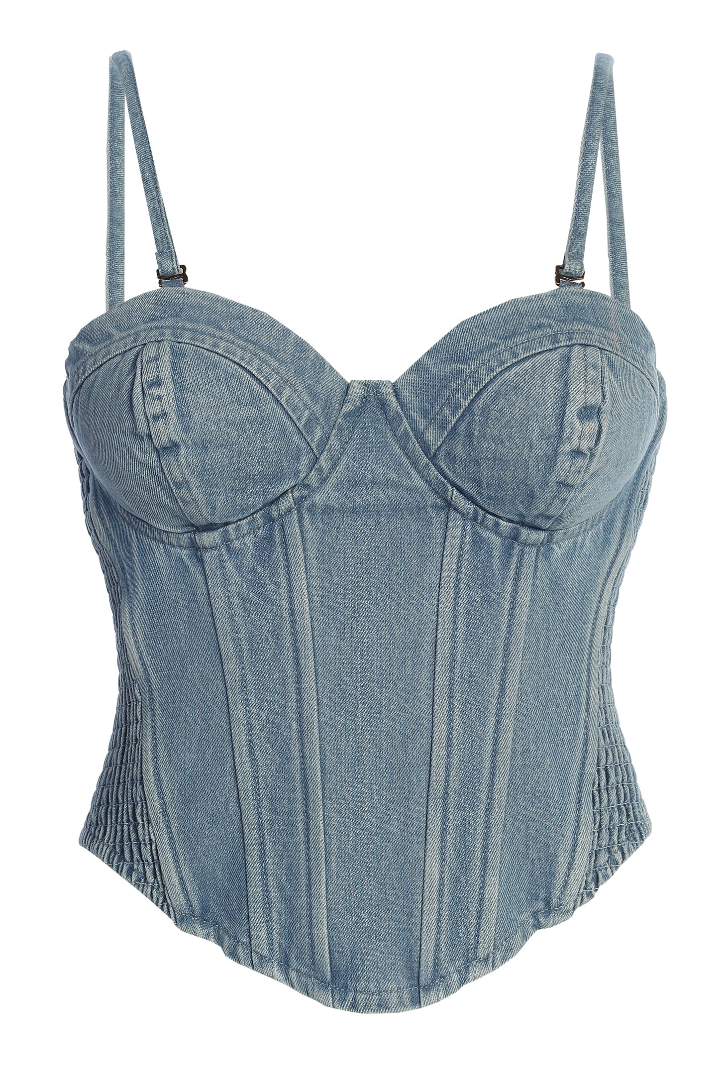 Medium Wash Denim Marsella Sweetheart Corset - JLUXLABEL