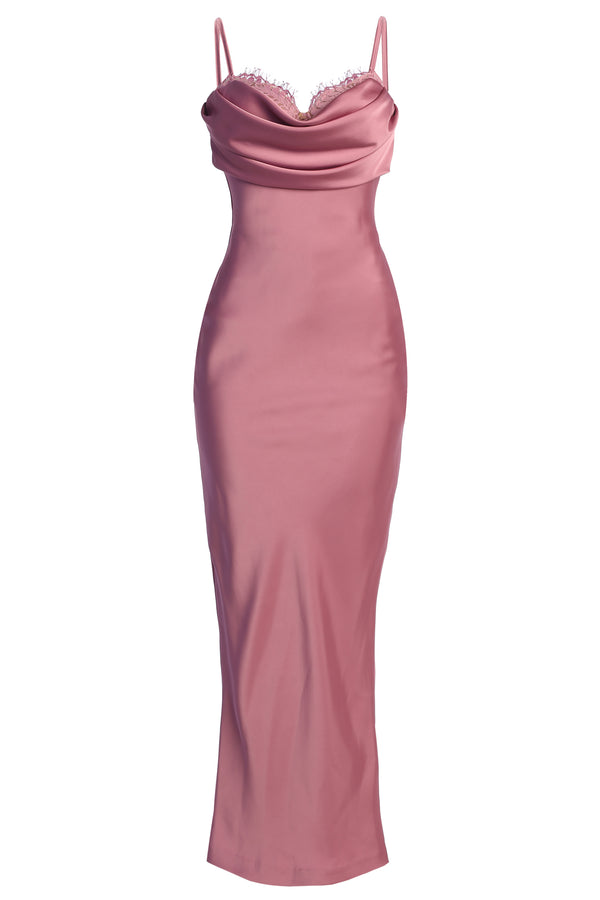 Berry Unveiled Satin Maxi Dress - JLUXLABEL